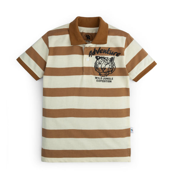 Brown Striper Graphic Polo