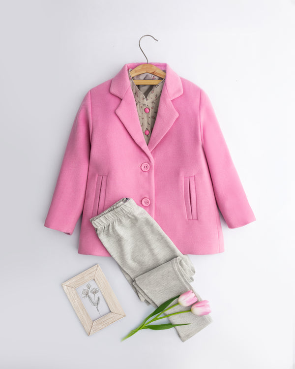 Girls Pink Wool Blazer