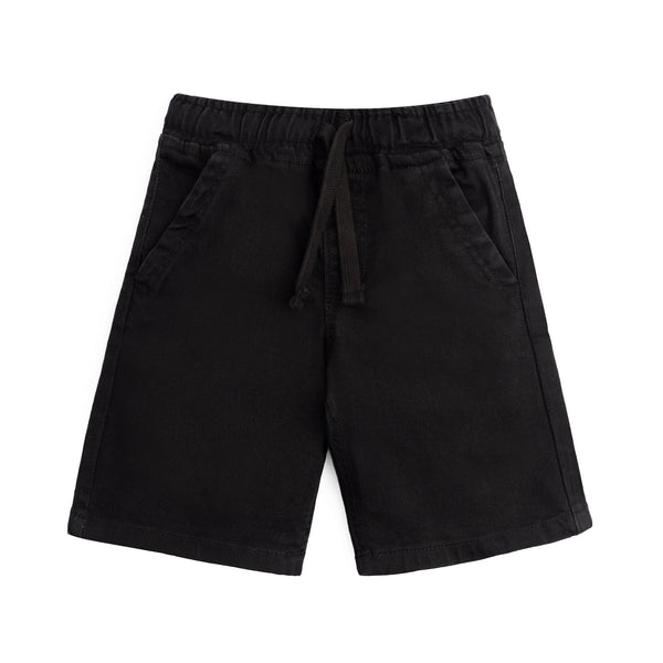 Cross Pocket Black Twill Shorts