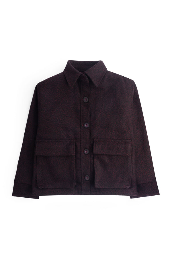 Navy Green Checkered Wool Shacket