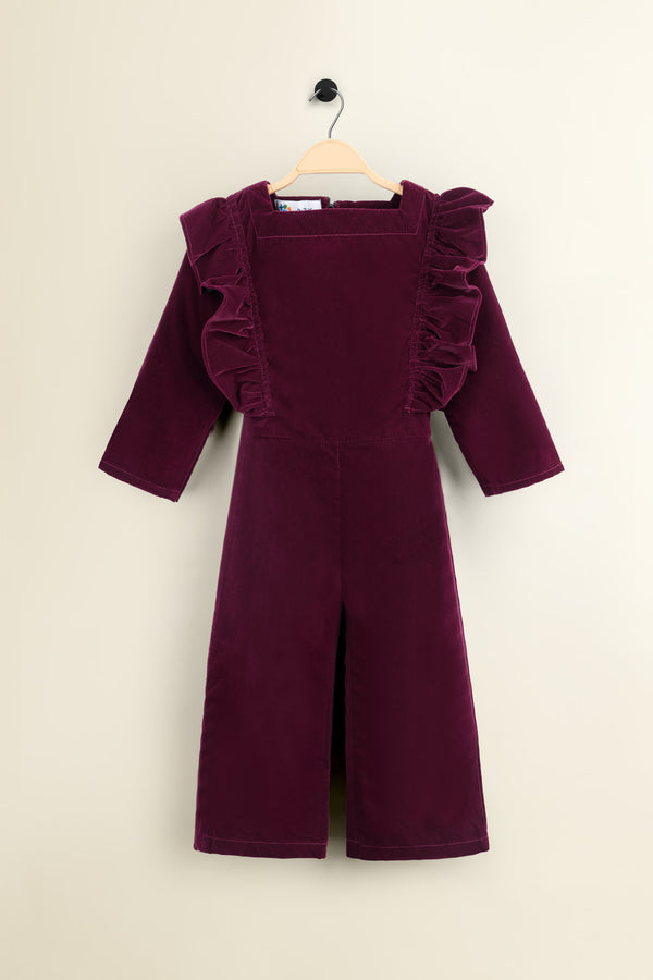 Maroon Velvet Jumpsuit