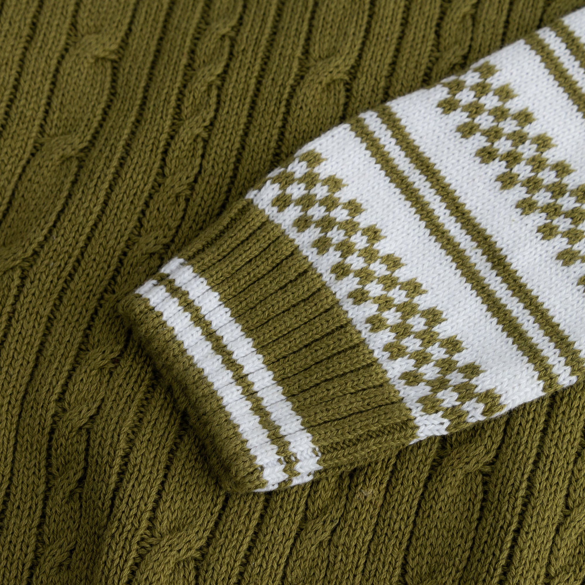 White & Green Wool Sweater