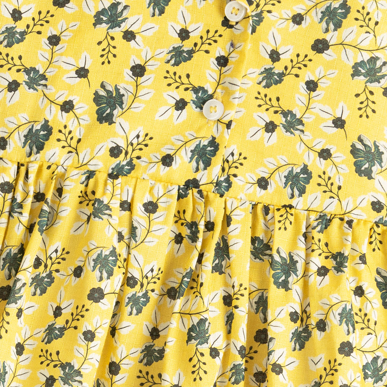Yellow Cotton Floral Dress