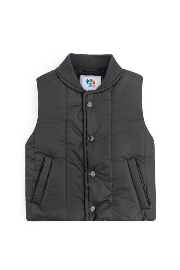 Charcoal Sleeveless Puffer Jacket