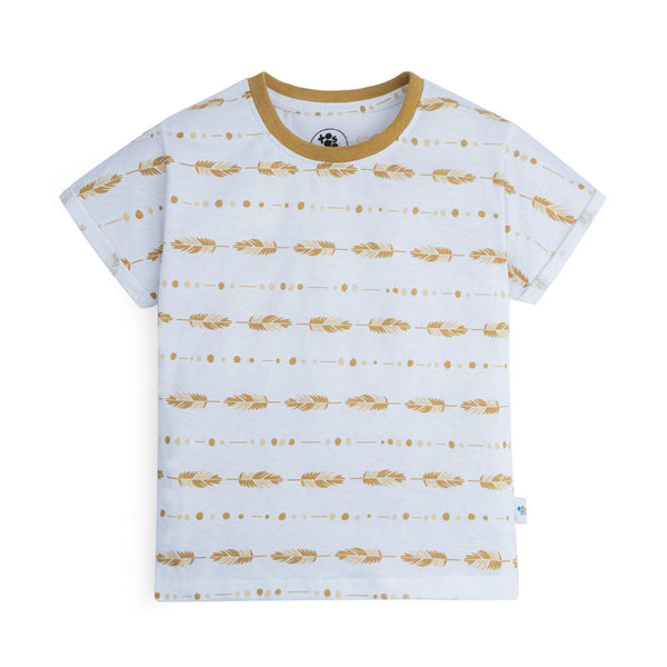 Girls White Printed T-Shirt