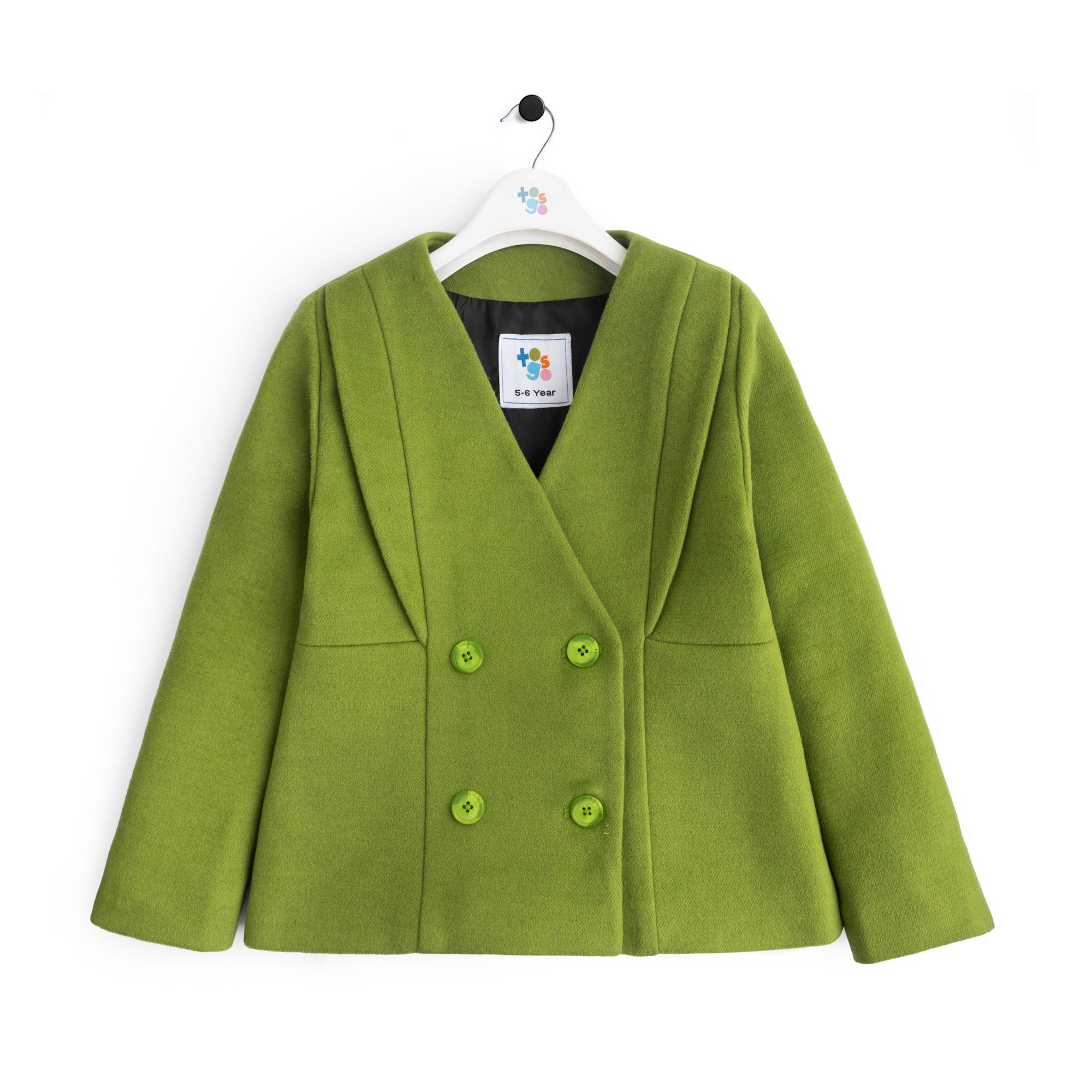 Green Wool Double Breasted Coat