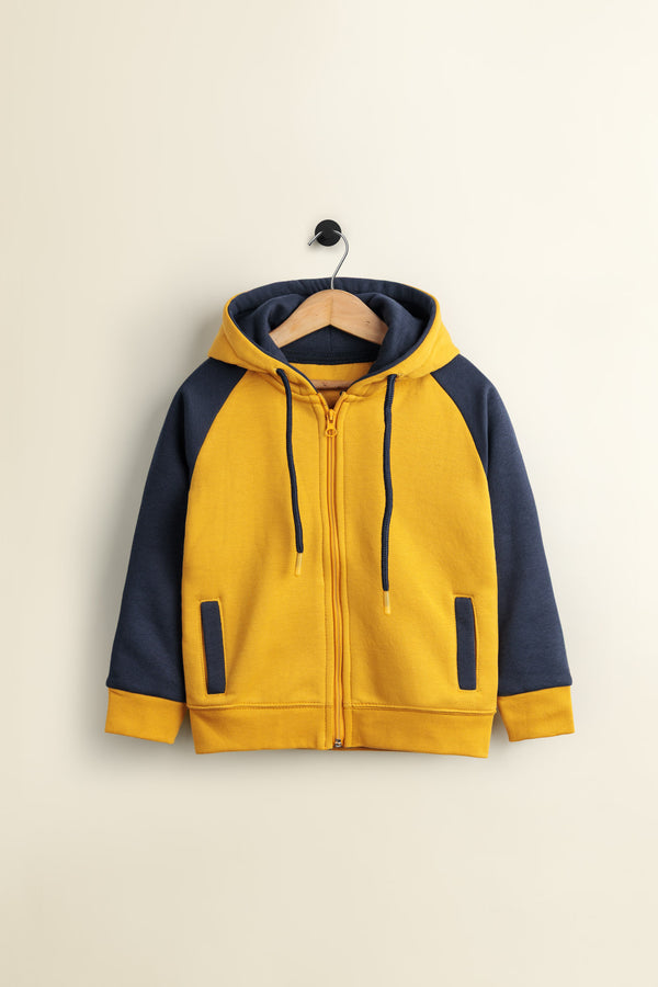 Mustard Navy Fleece Hoodie