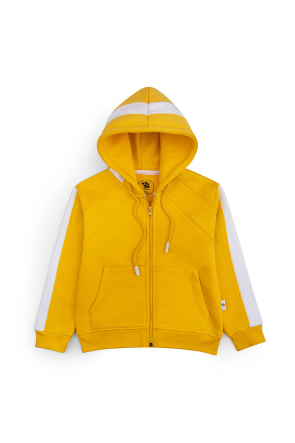 Yellow & White Zipper Hoodie