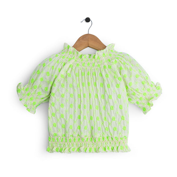 Green Embroidered Top
