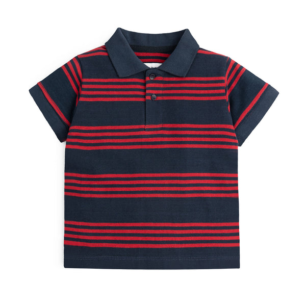 Navy Red Striper Polo