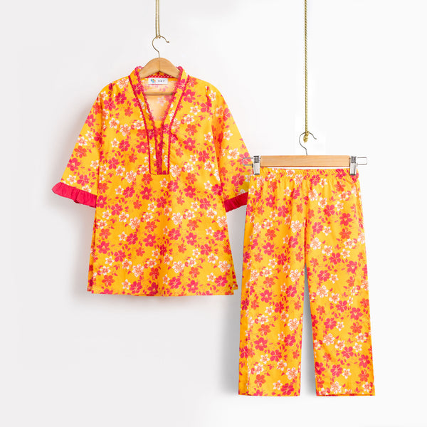 Pink Floral Checkerd Cotton Co-Ord Set