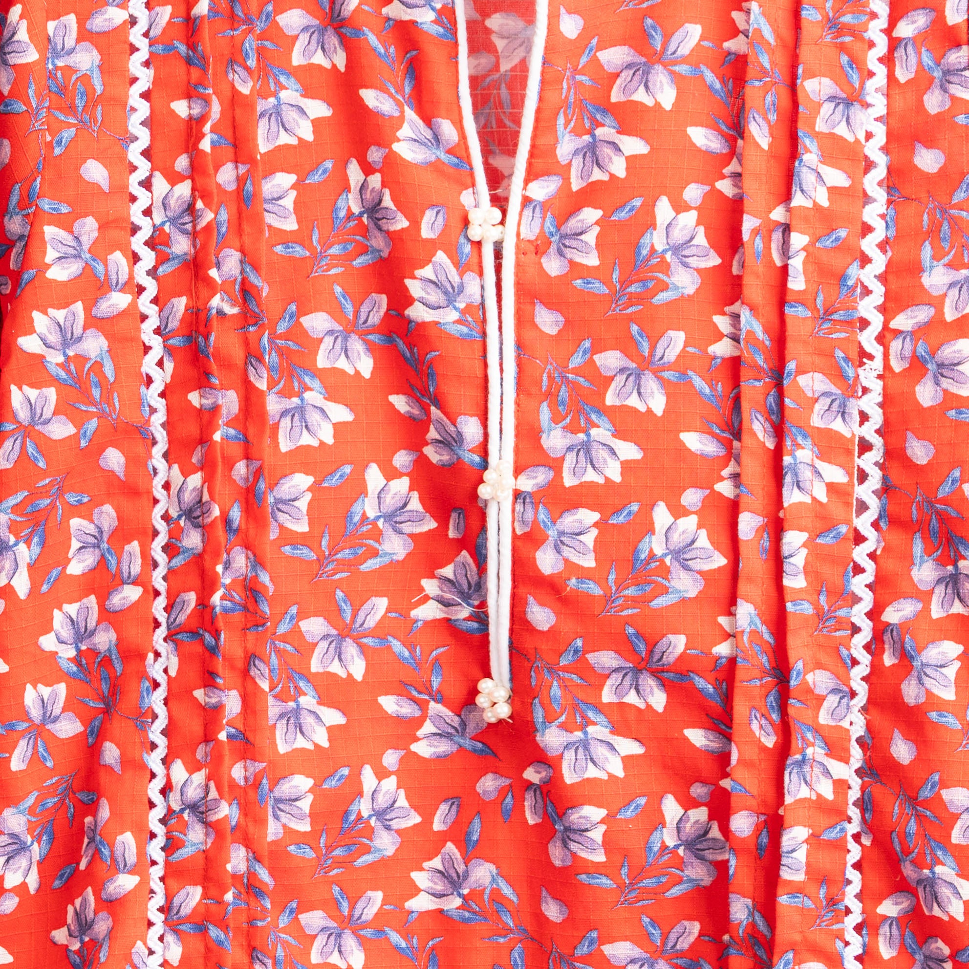 Red Floral Checkerd Cotton Co-Ord Set