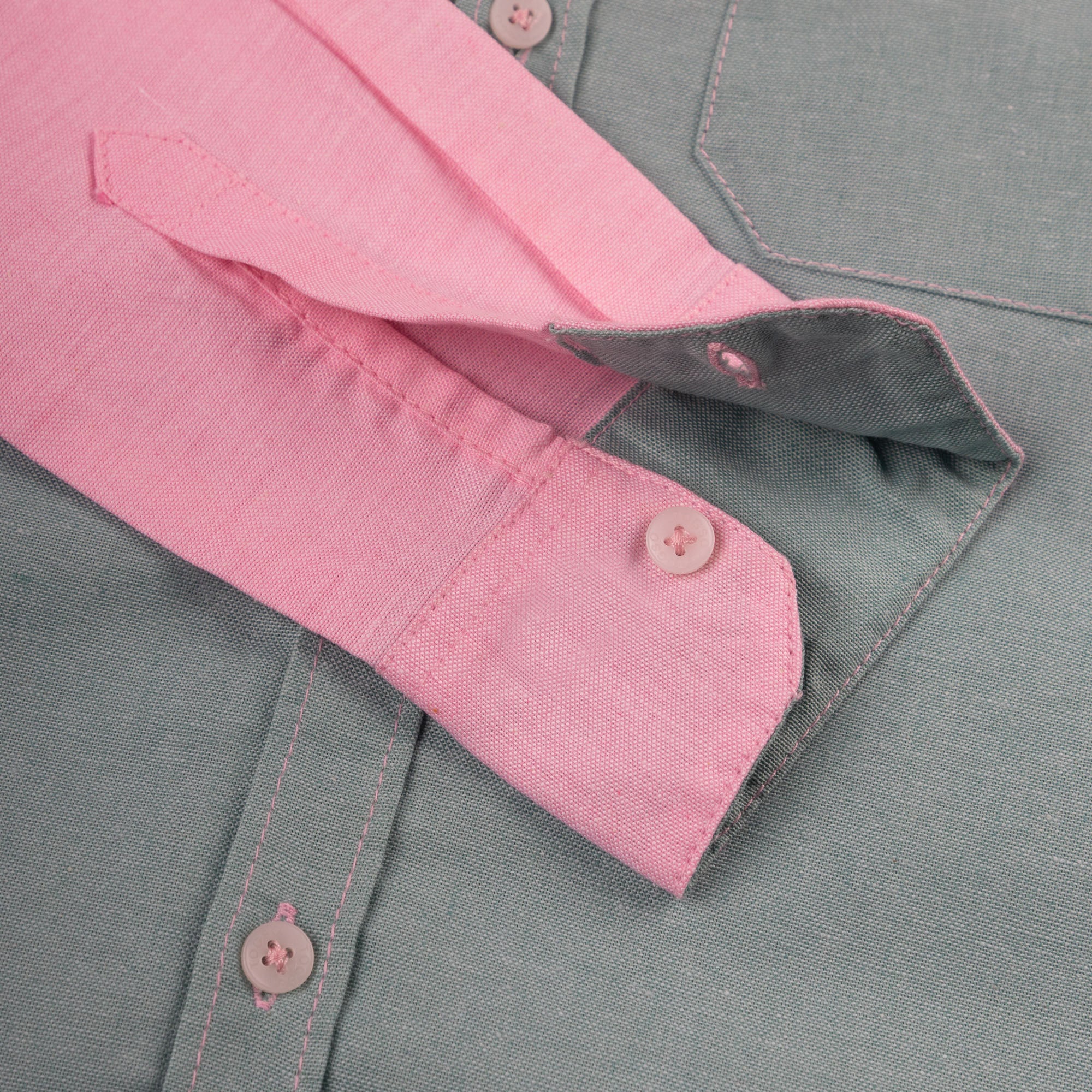 Pink Blue Blocking Button Down Shirt