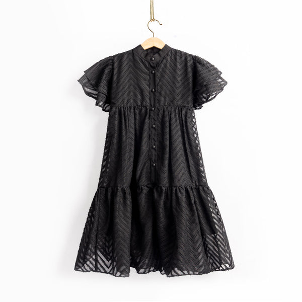 Black Shafoon Tear Dress
