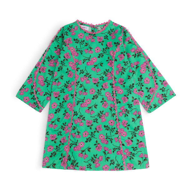 Green Pink Floral Printed Cotton Kurti