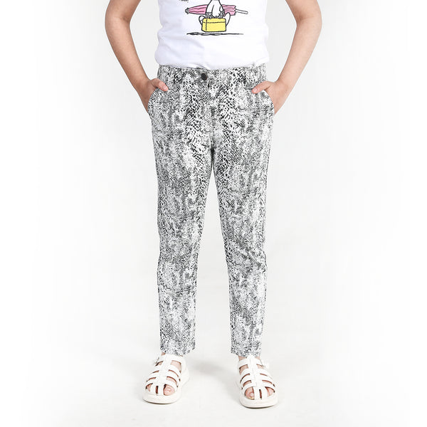 Black & White Printed Twill Pants