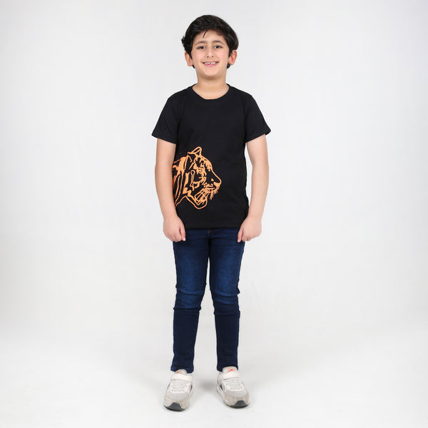 Black Tiger Puff Print T-Shirt