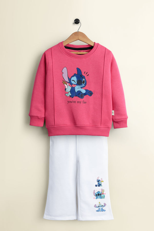 Stitch Pink & White Fleece Tracksuit