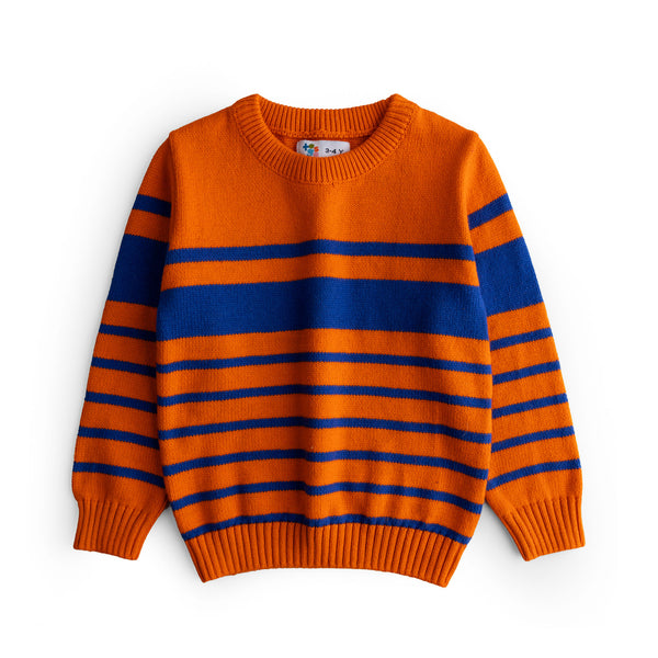 Boys Orange & Blue Stripe Sweater
