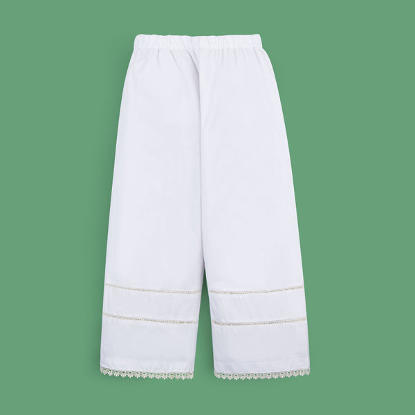 Girls White Straight Trouser