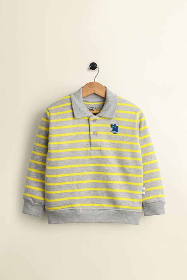 Yellow Striped Full Sleeve Polo