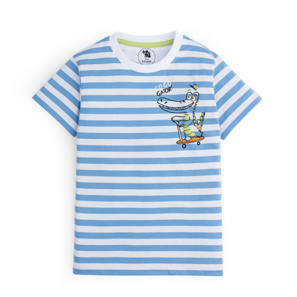 Blue White Gator Graphic T-Shirt