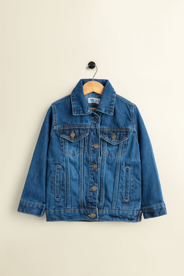 Cross Pocket Blue Denim Jacket