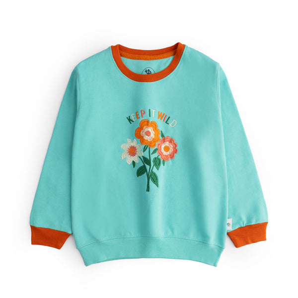 Folral Embroidered Girls Sweatshirt