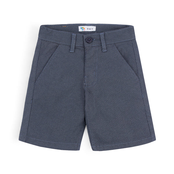 Navy Textured Twill Shorts