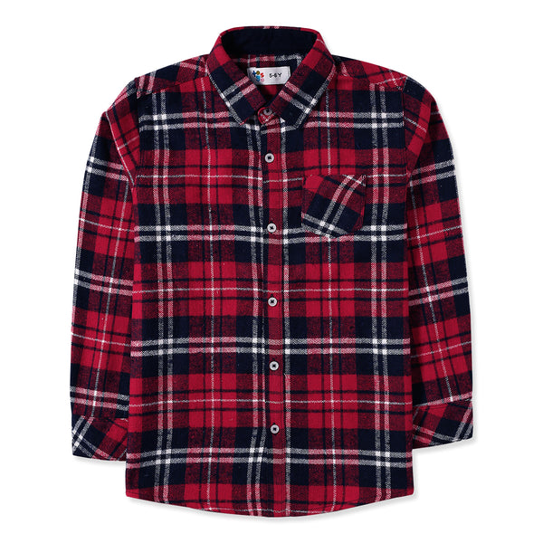 Casual Red & Navy Flannel Shirt