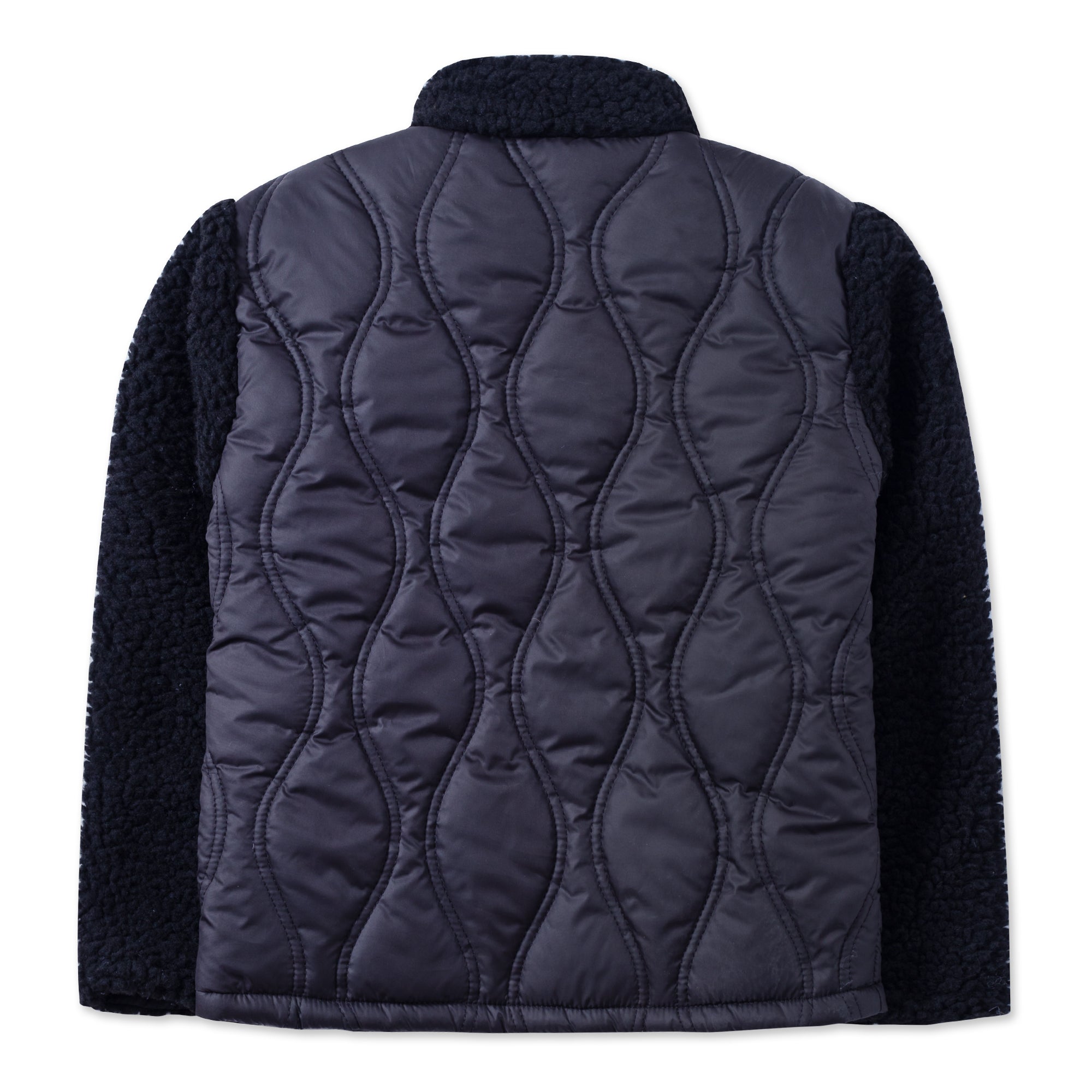 Black Shearling Arm Puffer Jacket