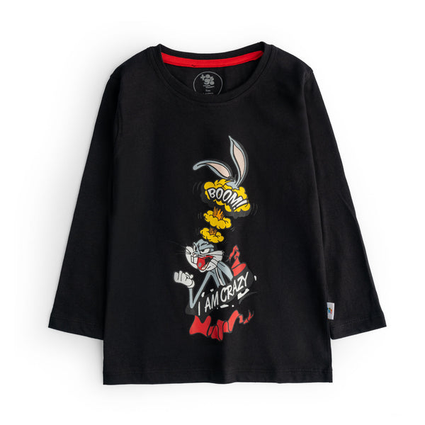 Black Bunny Graphic Full Sleeve T-Shirt