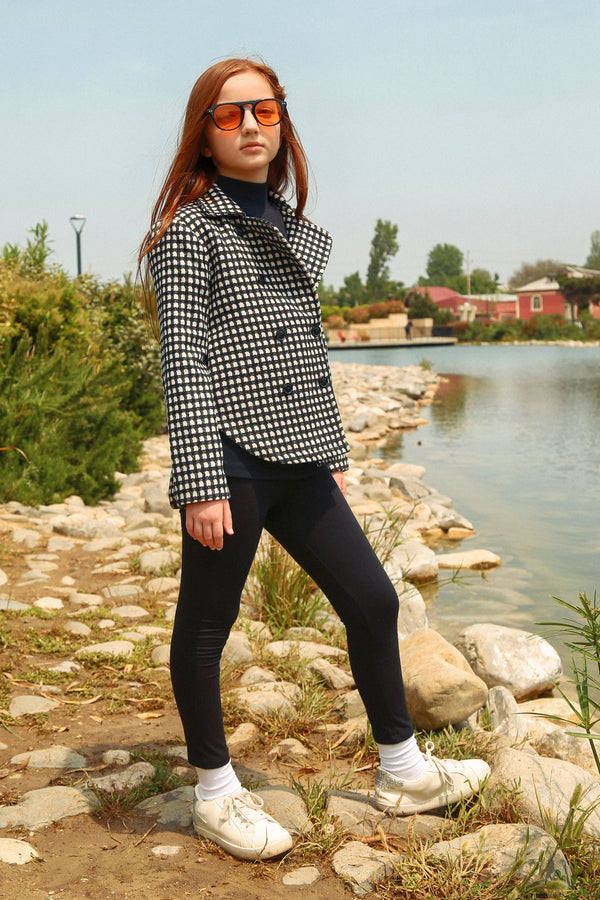 Black & White Checkerd wool Coat