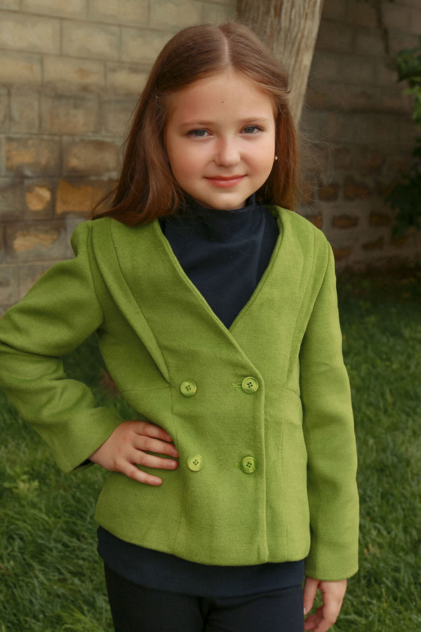 Green Wool Double Breasted Coat