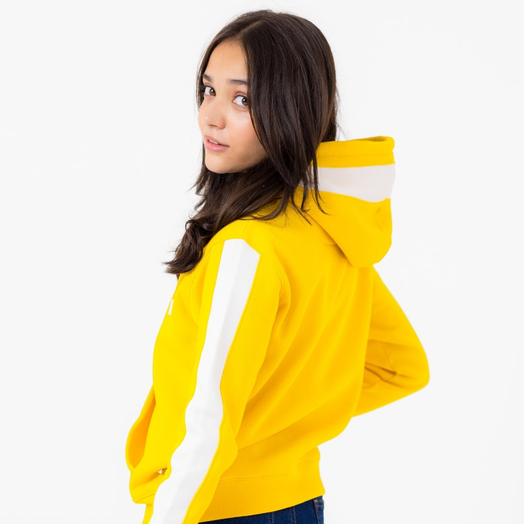 Yellow & White Zipper Hoodie