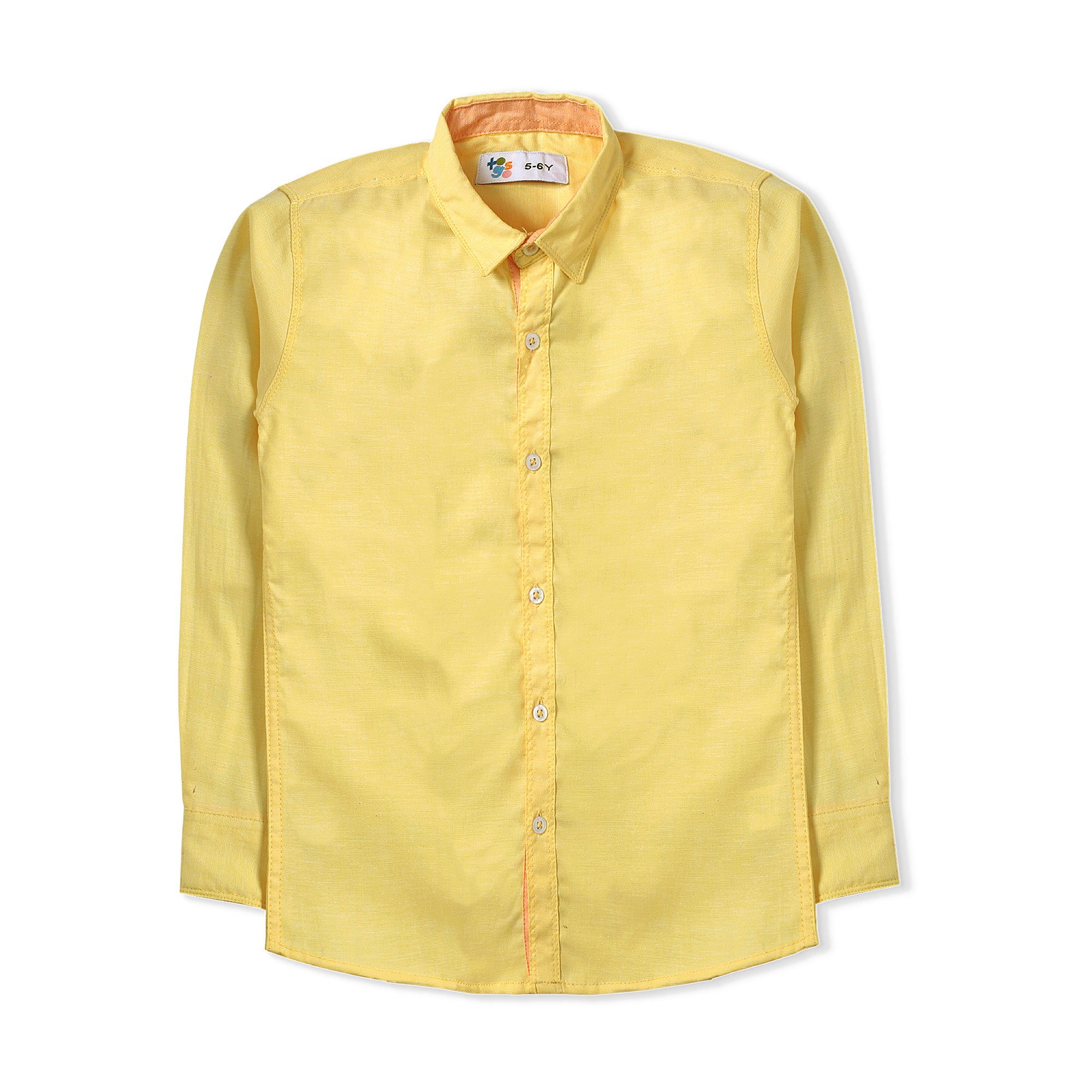 Yellow Casual Shirt With Contrast Inner Collar