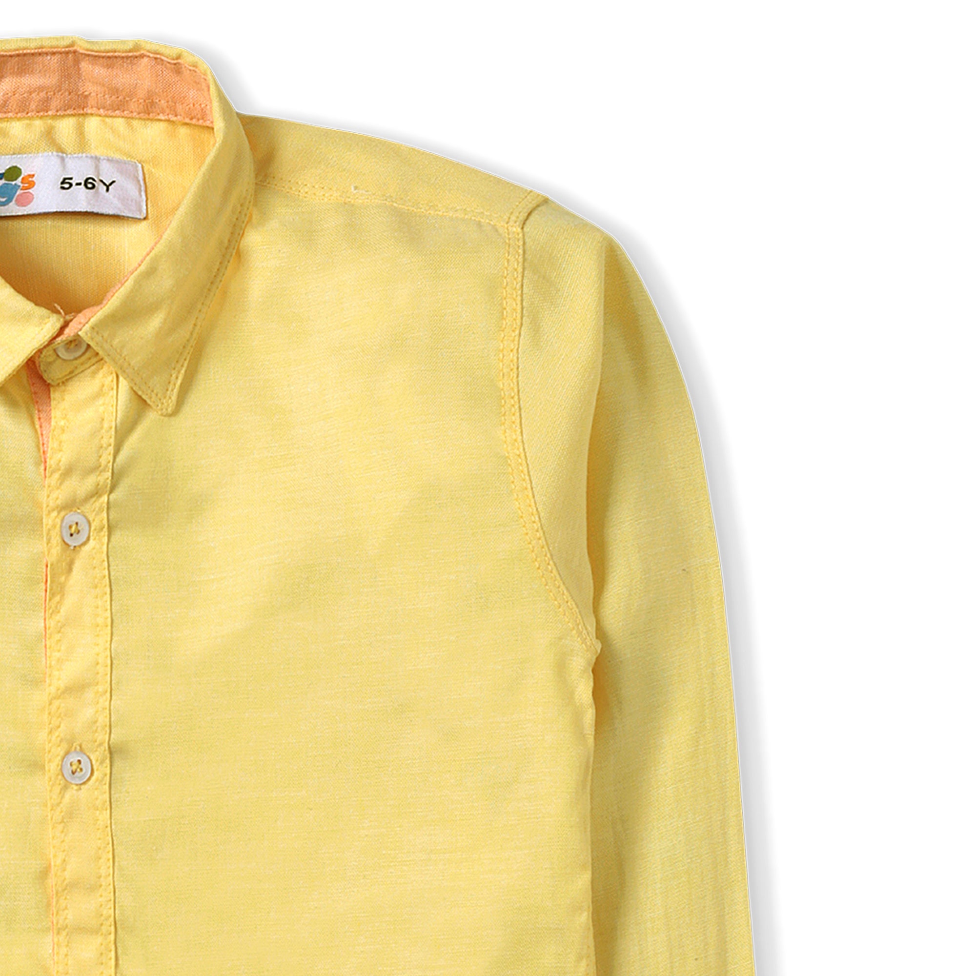 Yellow Casual Shirt With Contrast Inner Collar