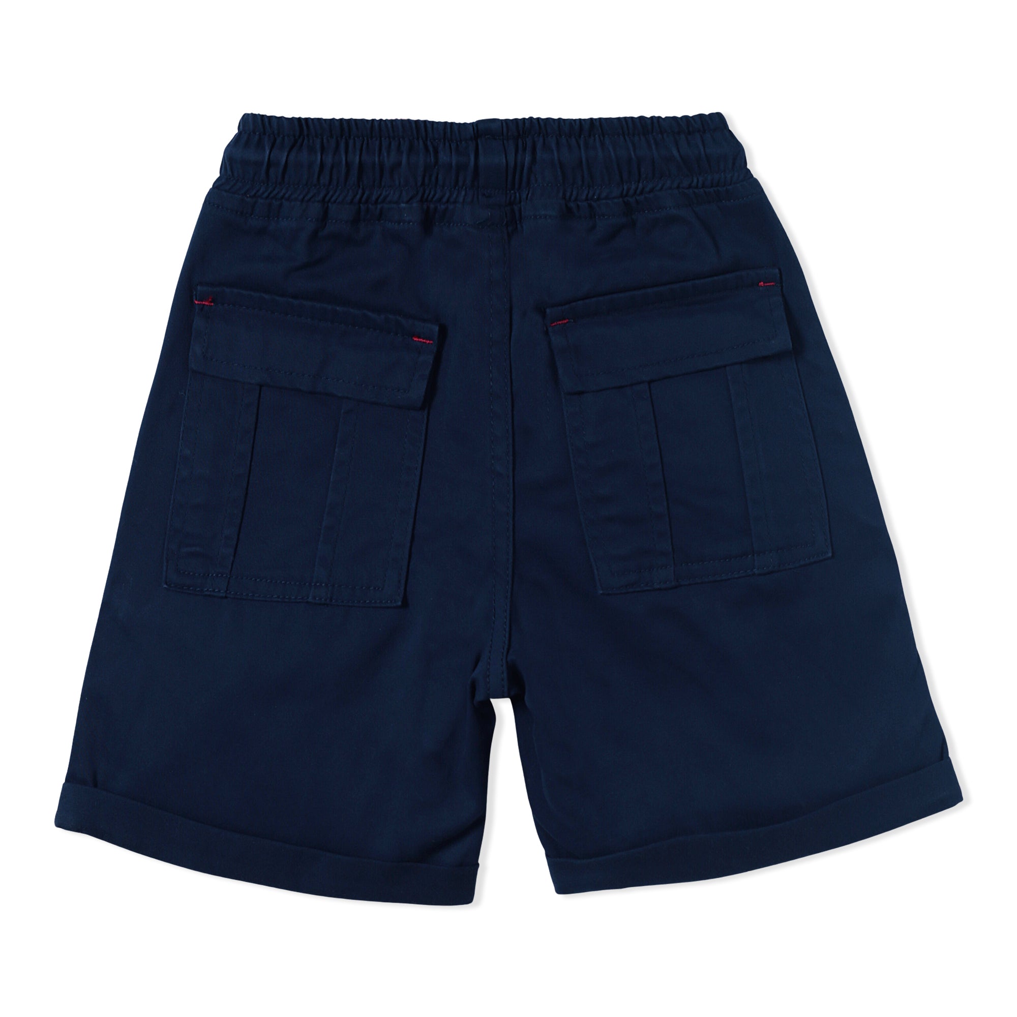 Red Drawstring Navy Twill Shorts
