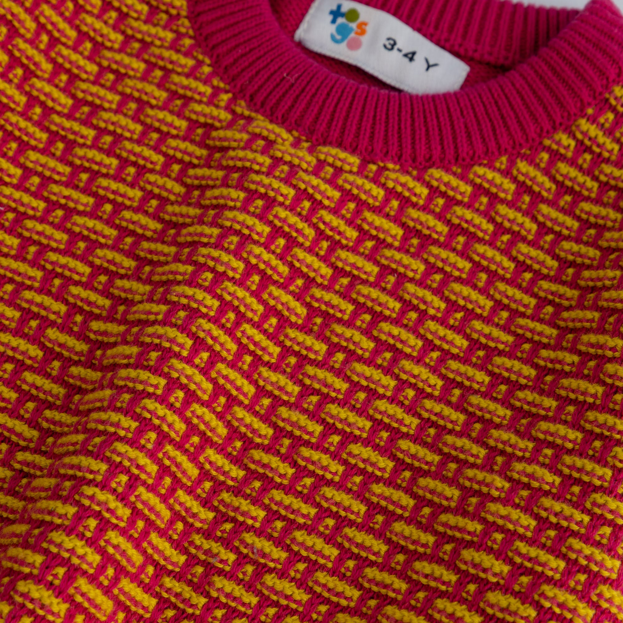 Boys Pink & Yellow Knited Sweater