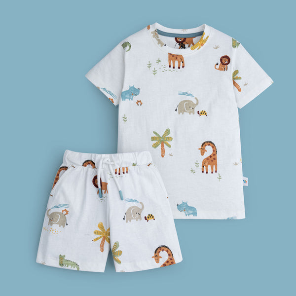 White Animal Printed Co Ord Set-1