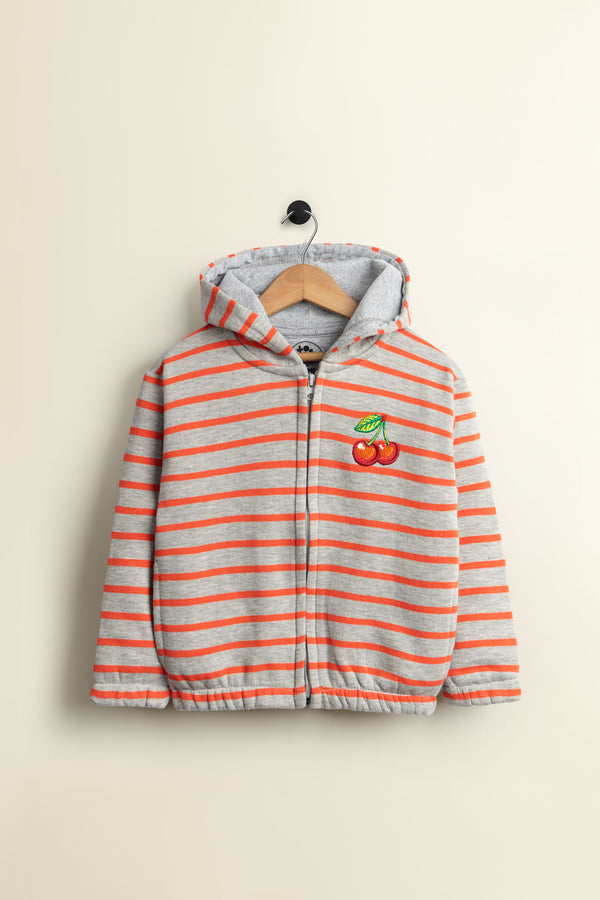 Orange Striper Fleece Hoodie