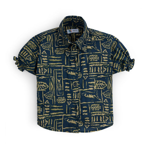 Girls Printed Button Down Shirt