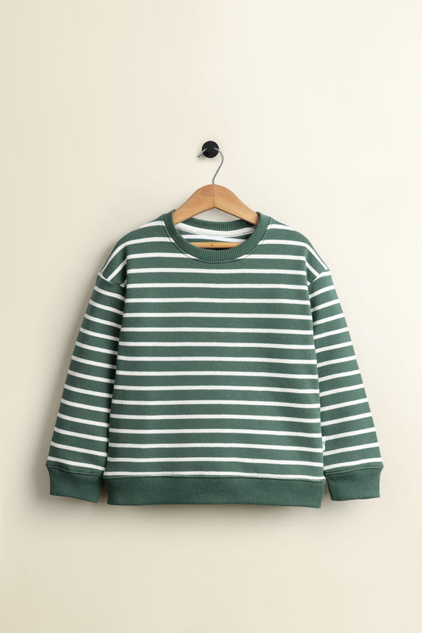 Green Striper Fleece Sweatshirt