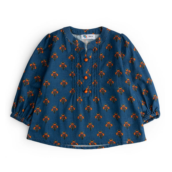 Navy Blue Floral Top