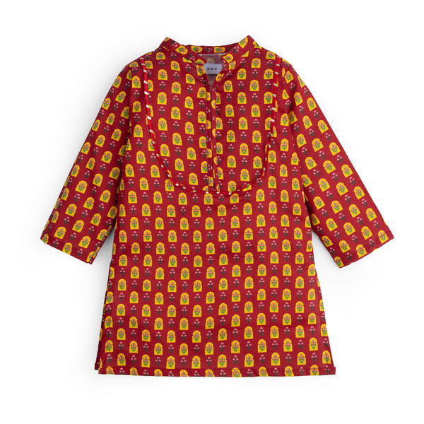 Maroon Floral Printed Kurti