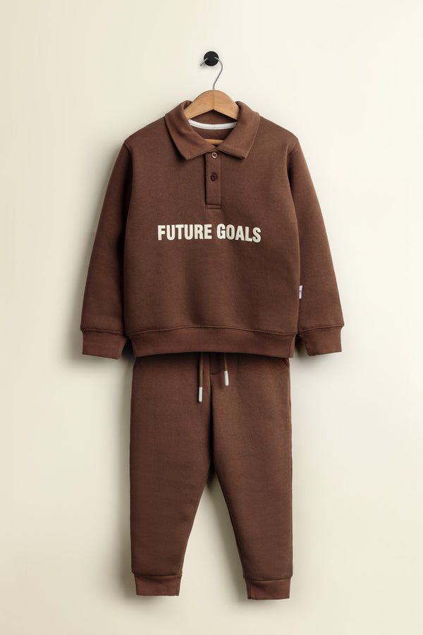Future Goals Brown Fleece Tracksuit