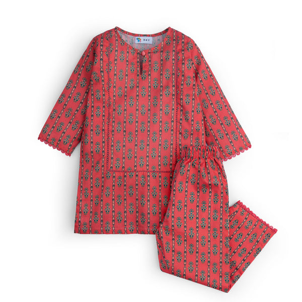 Punch Pink Kameez & Trouser Set