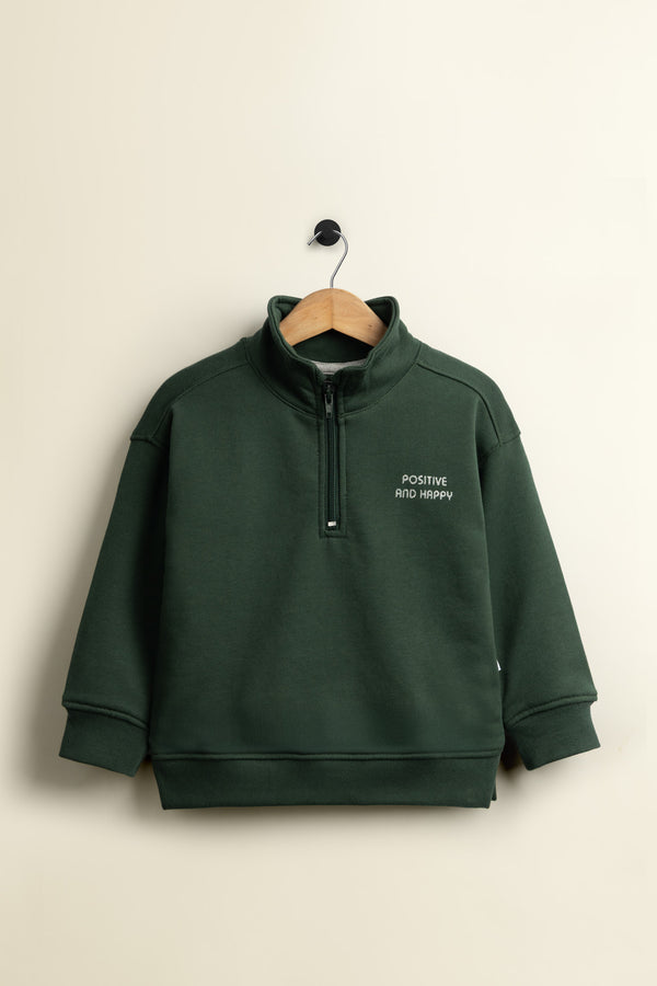 Green Half Zip Jersey Sweatshirt