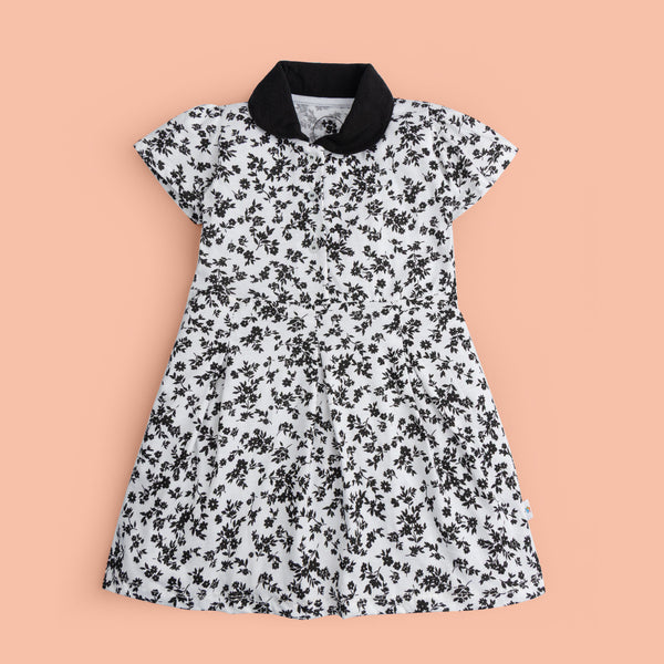 Black White Floral Knit Tunic