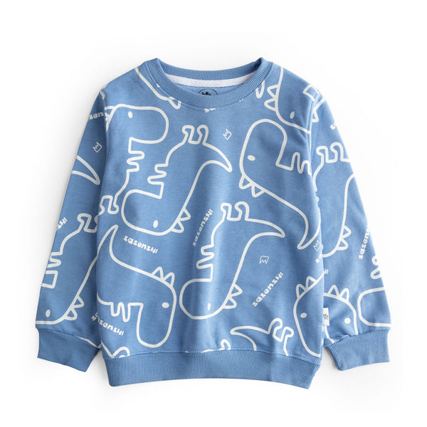 White & Blue Dino Sweatshirt